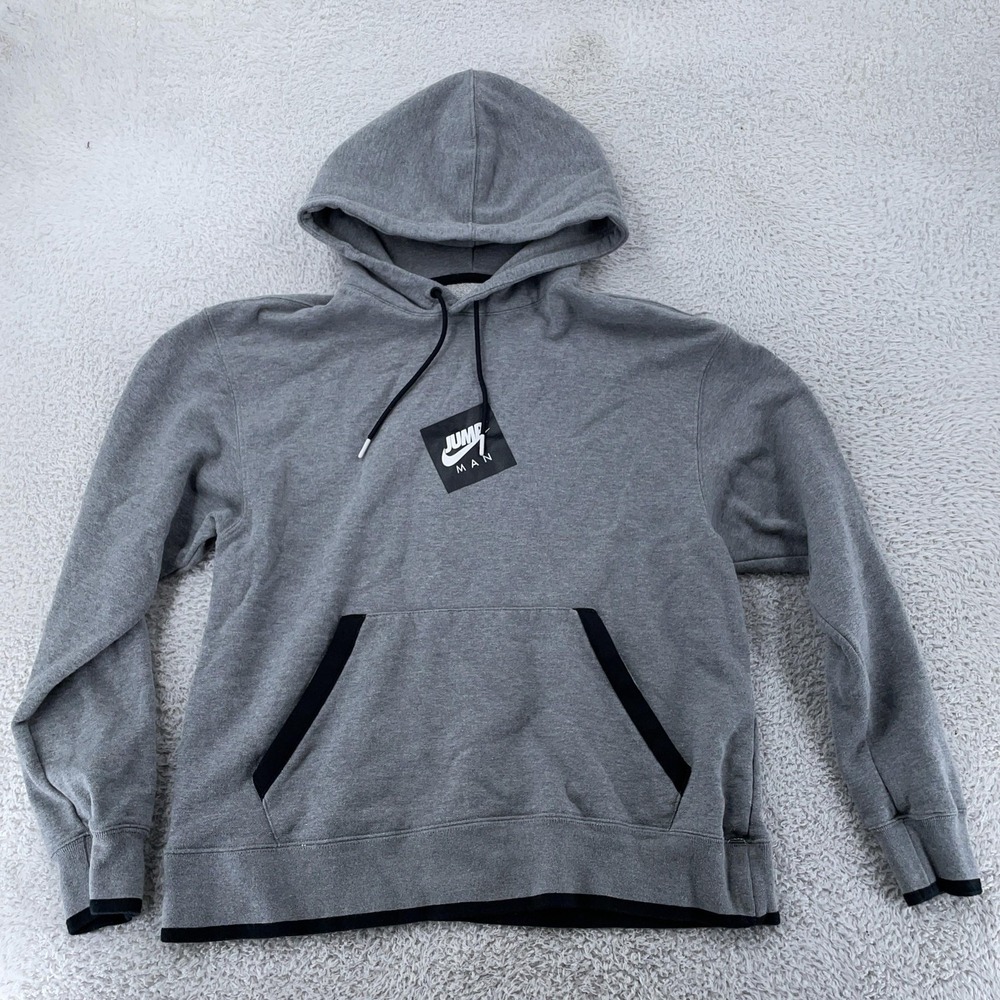 Nike Air Jordan Hoodie Mens Medium Standard Fit Gray Jumpman Graphic Sweatshirt